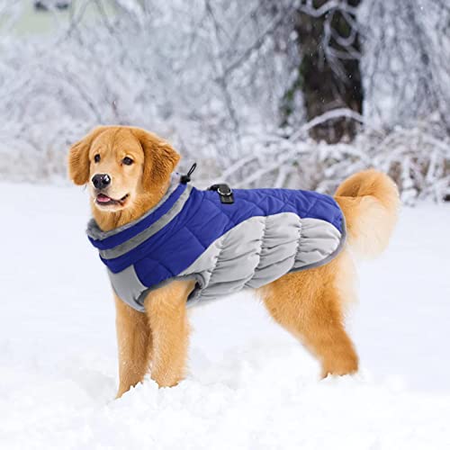 Lelepet Dog Coat Warm Dog Winter Coat Waterproof Dogs Jacket with Harness Built in Reflective Pet Fleece Vest Zip-Up Cold Weather Coats for Small Dogs Turtleneck & Windproof Coats Chihuahua Blue XS - color: Blue, size: X-Small