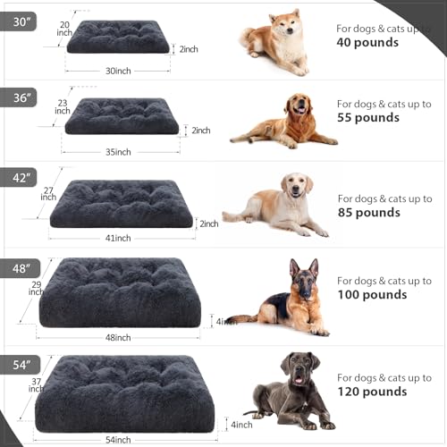 Vonabem Jumbo Dog Bed Washable with Removable Cover Waterproof, XXL Large Dog Crate Beds 48 inch, Plush Pet Beds Kennel Pad Dark Grey - color: Dark Grey, size: 48.0"L x 29.0"W x 3.5"Th