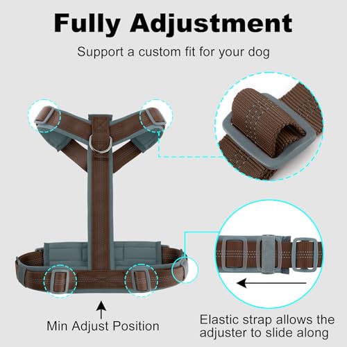 Plutus Pet No Pull Dog Harness, Adjustable Nylon Harness with Soft Padding, Reflective and Heavy Duty Dog Harness for Small, Medium, Large Dogs(Chocolate, XS) - color: Chocolate, size: XS