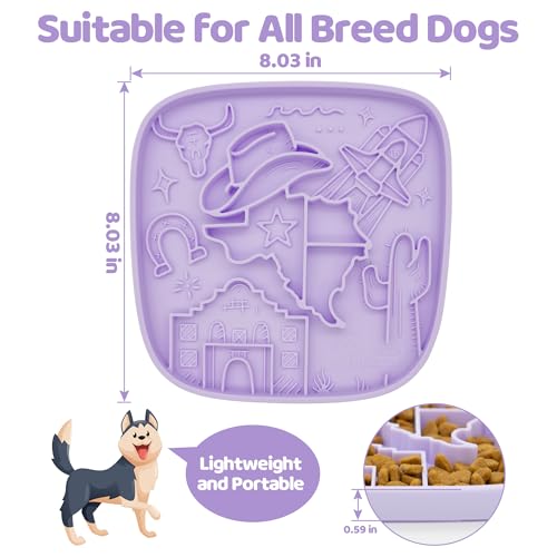 Puzzle Feeder Snuffle Mat and Lick Mat for Dogs,Texas Textured Slow Feeder, 0.75 Inch Thin Silicone Mat Holds 3 Cups, Dishwasher and Microwave Safe, Purple - color: Purple