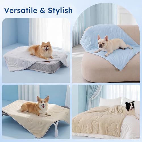 ZOMISIA Cooling Blanket for Large Dogs - High Cold Washable Pet Blanket, Travel Soft Dog Summer Essentials, Blue, 40"x50" - color: Blue, size: L(40x50")
