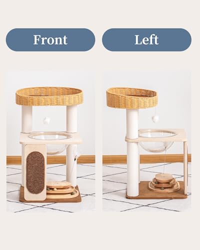 Modern Cat Tree for Large Cats, Modern Cat Tree Tower with Wide Shelves Cotton Scratching Posts, Super Sturdy Base, Cozy Perches, and Interactive Toys for Indoor Kittens 31-Inch - color: S81D