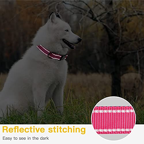 HEELE Dog Collar, Reflective Dog Collar, Soft Neoprene Padded Breathable Nylon Pet Collar Adjustable for Small Dogs Puppy, Rose, XS(7.87-11.81") - color: Rose, size: X-Small (7.87-11.81")