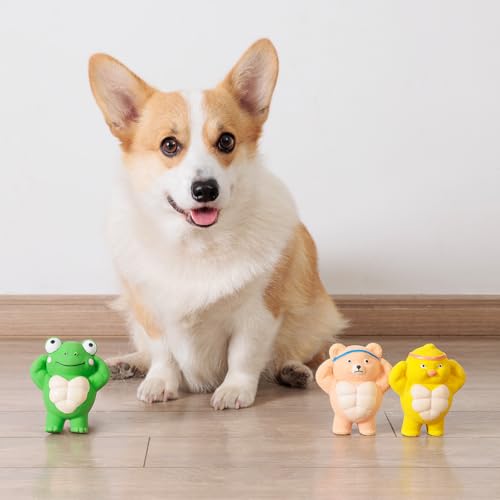 3 Pack Squeaky Dog Toys for Medium Dogs, Soft Latex Chicken Squeaky Dog Ball, Cute Funny Squeak Different Animals Frog Bear Chicken Pet Toys - color: Different Animals - 3 Pack, size: Medium