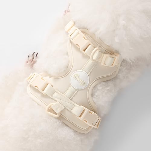 HNS1000L Arlo Extra Small Adjustable Soft Padded No Pull Pet Harness with 3 Buckles and 3 Leash Clips, Bailey - color: Almond, size: X-Small (Chest: 11.8 - 17")