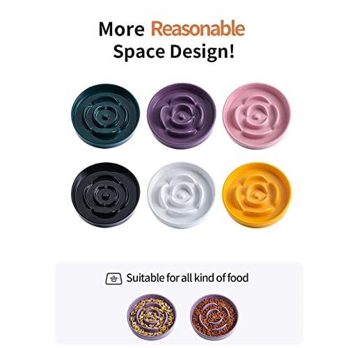 8.66 in Purple Dog Bowl Ceramic Slow Feeder for Medium Large Dogs,Elevated/Raised Slow Feeding Dog Food Water Dish Heavy Weighted,Puppy Bowl for Fast Eaters,Puzzle Eating Bowl Maze - color: Purple Slow Feeder Elevated