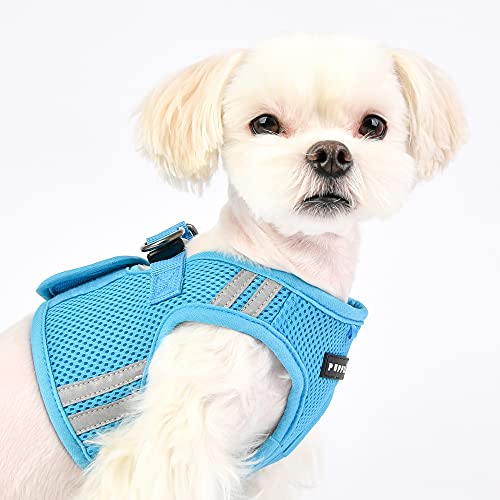 Puppia Soft Vest Dog Harness No Choke Step-in Reflective Triple Layered Breathable Mesh for Small and Medium Dog, Sky Blue, Medium - color: SKY BLUE, size: Medium