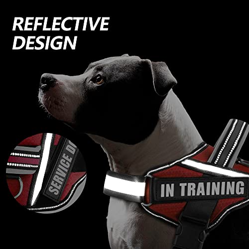Dog Vest Harness and Patches Set, Animire in Training Service Dog Harness with 10 Dog Patches, Reflective Dog Vest with Handle for Small, Medium, Large, and Extra-Large Dogs - color: Red, size: X-SMALL(Chest:14-19 Inch)