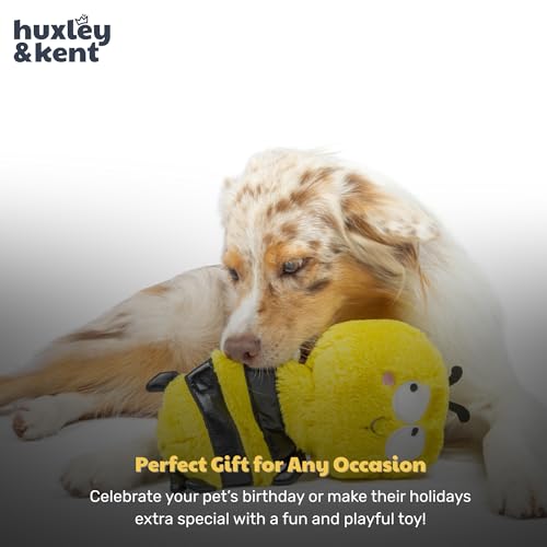 Huxley & Kent Funny Dog Toy w/Squeaker – Power Plush Squeaky Dog Toys for Small, Medium & Large Dogs – Soft Stuffed Animal for Indoor Play & Fetch - Slappies® Buzz Bee, Small - size: Small, style: Buzz Bee