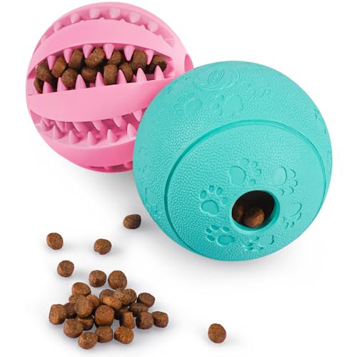HIPPIH Dog Puzzle Toys & Interactive Toys for Large & Small Dogs - IQ Training, Chewing, Teeth Cleaning & Treat Dispensing - 2 Pack - color: blue+pink, size: 3.14inch+2.75inch