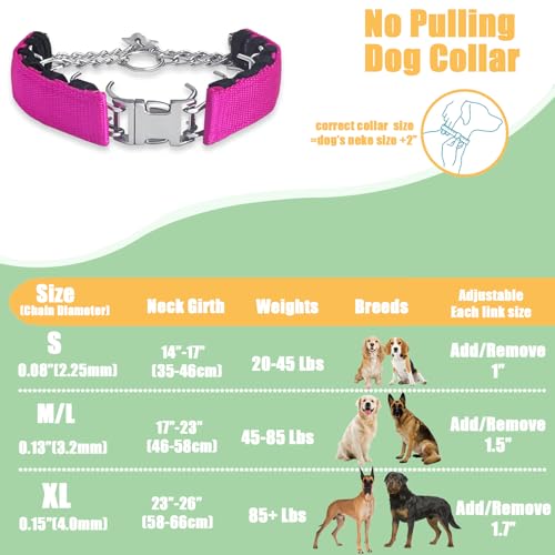 No Pull Collar with Quick Release Buckle for Small Medium Large Dogs - color: Pink, size: S (14-17" Neck, 2.25mm)