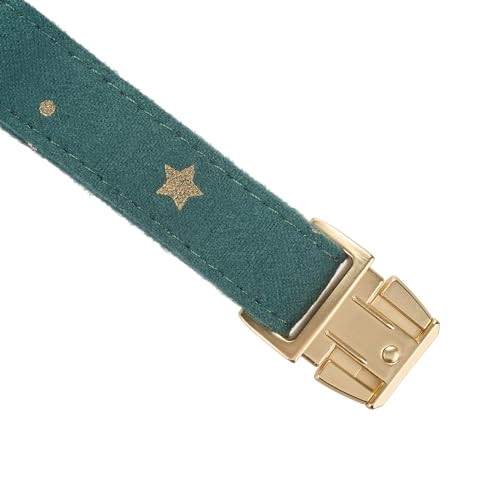 Cotton Fibric Dog Collar with High Grade Metal Buckle, for Small Dogs(Dark Green,Small:10-15") - color: DK Green, size: Small