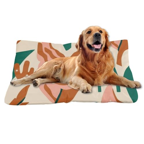 Red Modern Botanical Outdoor Pet Bed Dog Mats for Crates Dog Pad for Crate Pillow Crate Washable Non-Slip Washable Bed Kennel Mattress Furniture Indoor Outdoor 36X24 Inch - size: 36 × 24 inch