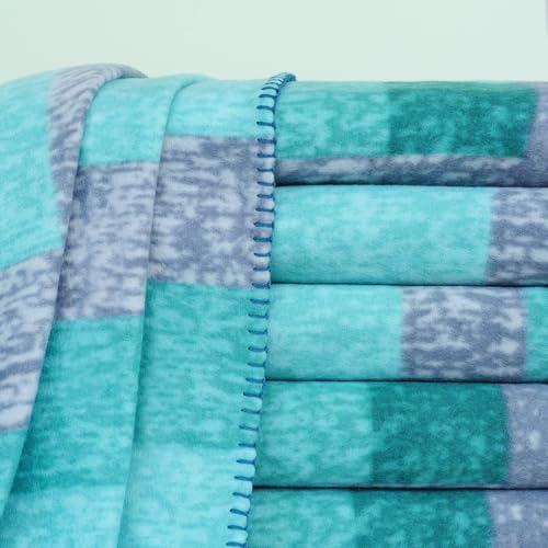 ZYFZCYBL Fleece Throw Blankets for Couch Bulk Lightweight Warm Soft Cozy Blanket 6 Pack Bulk Fleece Blanket Solid for Bed Couch Office Gifts Outdoor 50 x 60 inch Teal and Grey - color: Plaid (Teal and Grey)
