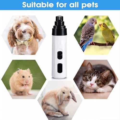 Electric Dog Nail Grinder & Trimmer - Rechargeable, Quiet, Low Vibration Pet Grooming Tool for Small & Large Dogs - Safe Paws Clipper with LED Light for Professional Home Grooming - color: 2Pc