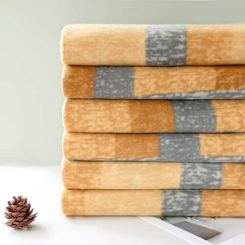 ZYFZCYBL Fleece Throw Blanket Blankets Bulk 6 Pack Soft Lightweight for Cozy Polar Fleece 50 x 60 Solid Pet-Friendly Colorful Bed Sofa Couch Fleece Fabric Travel Wedding Gift(Yellow and Grey) - color: Plaid (Yellow and Grey)
