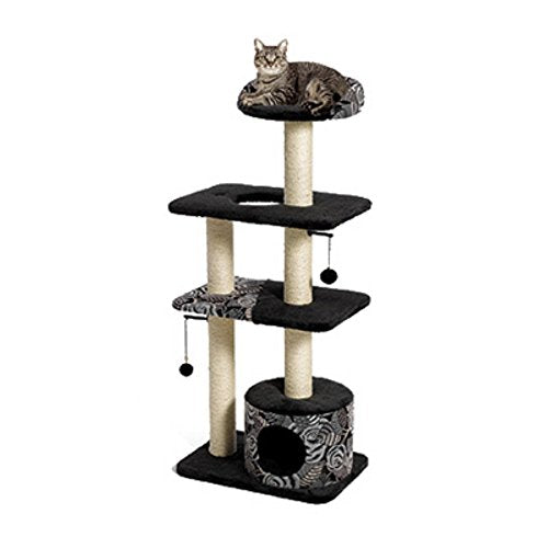 Feline Nuvo Tower Cat Tree Furniture, 22 by 15 by 50.5-Inch - size: Tower Cat Furniture, Black Pattern