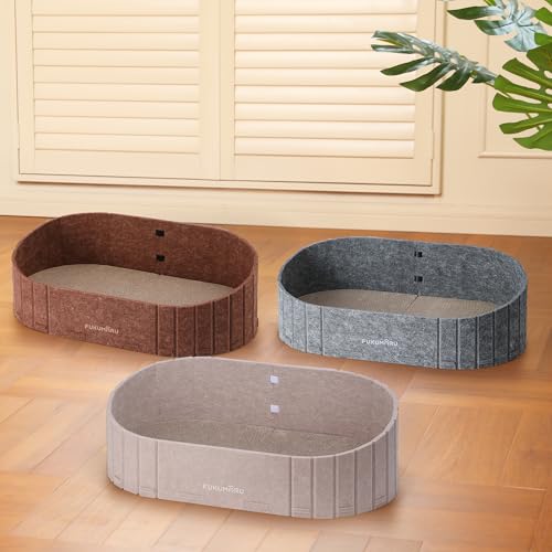 FUKUMARU Cat Scratcher, 24 Inch Sofa Shape Cat Scratching Bed, Reversible Detachable Cats Scratching Board, Round Cats Scratch Pads Refill Indoor, Beige - color: Beige