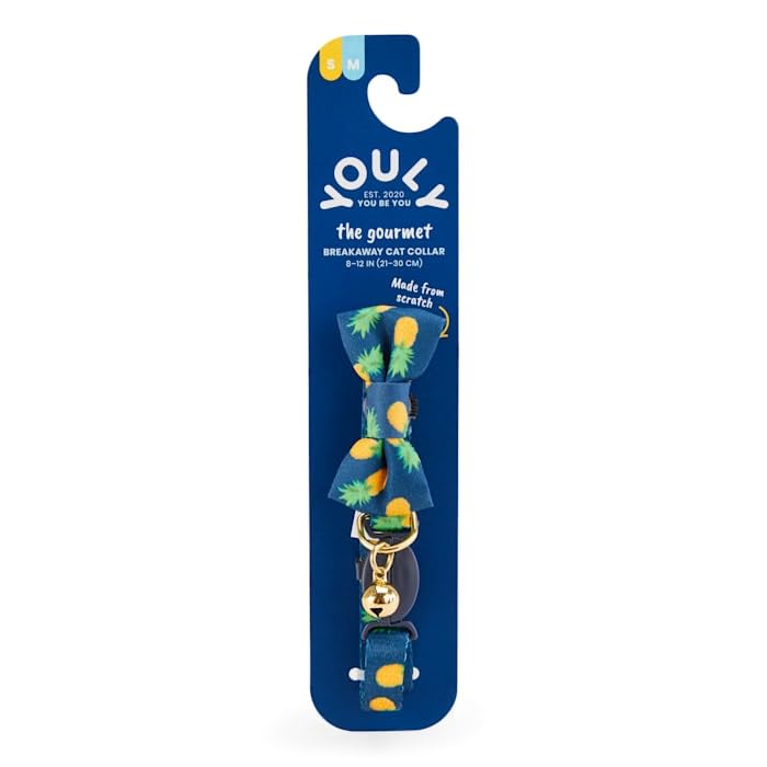 YOULY by Petco Navy Pineapple Print Breakaway Bow Tie Cat Collar Small/Medium