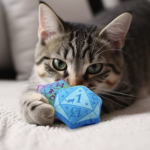 CiyvoLyeen D20 Dice Catnip Toy, DND Interactive Cat Toy Gifts for Role Playing Tabletop Game Soft Plush Funny Cute Kitten Teething Chew Pet Supplies Cat Lover Witchy Gift Idea Dnd Accessories Set of 5 - style: 5 Dices