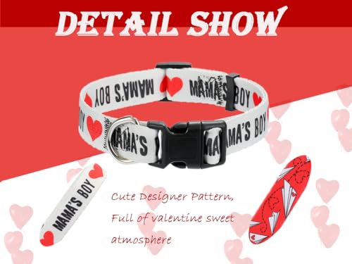 Valentines Dog Collar for Large Dogs, Adjustable Quick Release Dog Collar Set 1 inch - color: Valentines's Day, size: L