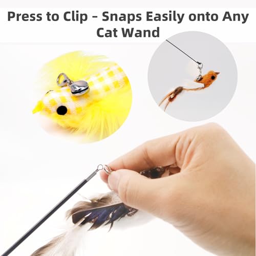 11 PCS Multi-Functional Cat Toy Replacement Heads – Realistic Handmade Bird Teasers with Bells & Detachable Clip, for Interactive Play, Indoor Enrichment & Home Decoration - style: 11 PCS-B
