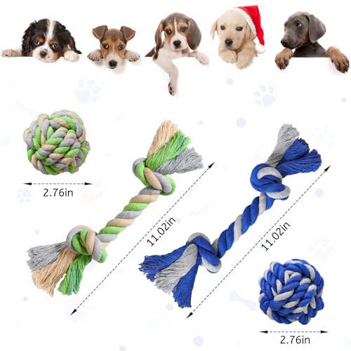 Pet Chew Rope Toy for Teething, Entertainment & Interaction, Knots Weave Cotton Rope, Biting Small Ball Tough Chew Toys for Dogs & Cats, 4 Pack - style: 4 PACK