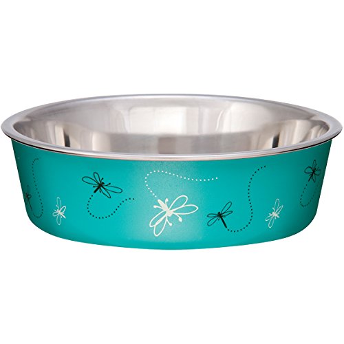 Loving Pets Bella Dog Bowls- Stainless Steel Dog & Cat Bowls - Spill Proof Dog Food Bowl, Cat Bowl, Puppy Essentials & Pet Supplies Great for Home & Travel (Medium 20-35 lbs, Dragonfly) - color: Dragonfly, size: Medium (20-35lbs)
