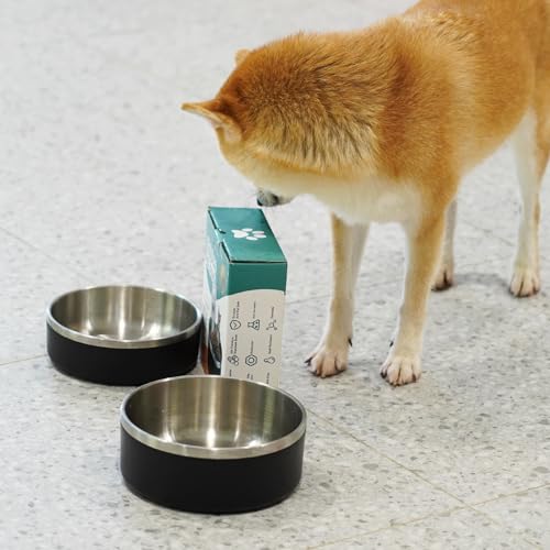 2 Pack Stainless Steel Dog Bowls, Outdoor Dog Water Bowl with Non Slip Rubber Bottom, Dishwasher Safe, Easy to Clean,40oz&64oz Black - color: BLACK