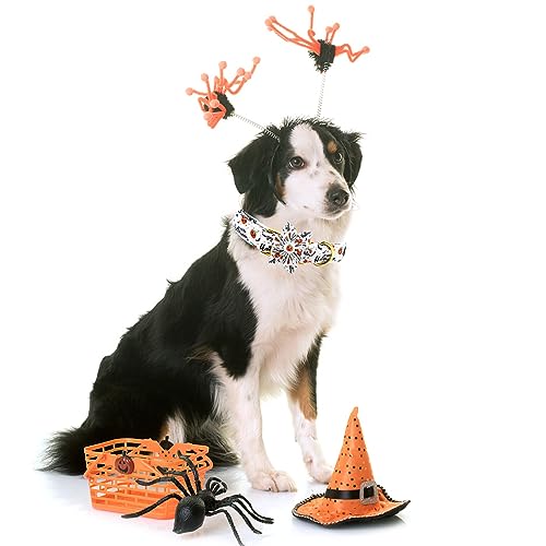 Dog Collar, Halloween Dog Collar with Flower Pumpkin Pet Collar Puppy Collars Cute Pet Flower Adjustable Collar for Small Dogs - color: Pumpkin, size: Small (Pack of 1)