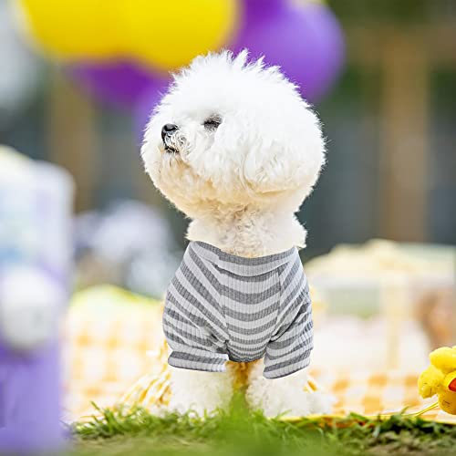 Dogs PJS Clothes for Small Dogs Girl Puppy Pajamas Long Sleeved Onsie Warm Coats Jumpers Outfits - color: GREY, size: M(Back9.8", Weight4-6.5 lbs)