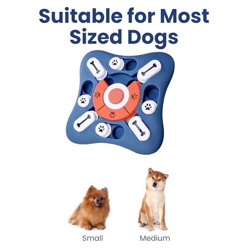 PAWSPIK Interactive Dog Puzzle Toy – Treat Dispensing Slow Feeder for Dogs, Mental Enrichment Toy with Squeaker & 16 Compartments – Durable, Non-Slip, Dishwasher Safe – Light Blue (Orange and Blue) - color: Orange and Blue