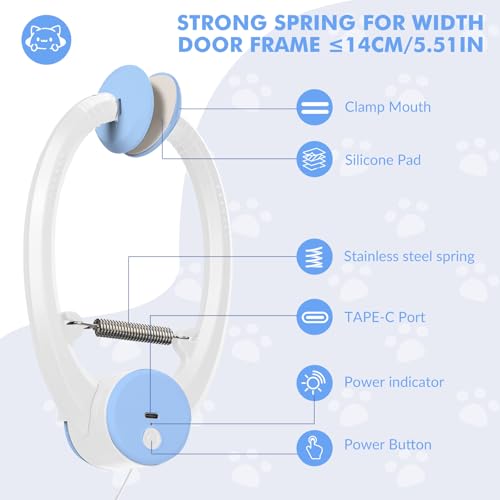 Interactive Cat Toys for Indoor Cats, Automatic Electric Flying Bird Feather Wand Toy, Best Kitten & Adult Cat Enrichment Toy Hanging Electric Kitty Toys for Bored Cats, Light Blue
