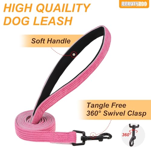 BEAUTYZOO No Pull Dog Harness Large, Adjustable Dog Harness and Leash Set -Easy Wearing with 3 Buckles/Control Handle,No Choke Soft Padded Reflective Pet Vest for Training Walking Hiking,Rose M - color: Solid Rose, size: M: chest 16"-28"