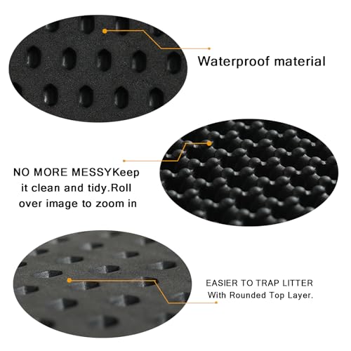 Cat litter mat hemicycle 100% Waterproof Urine Proof Trapping Mat 1 Pack (31.5''X15'Inch (Pack of 1)) Easy Clean (Black, 32x16 inch)
