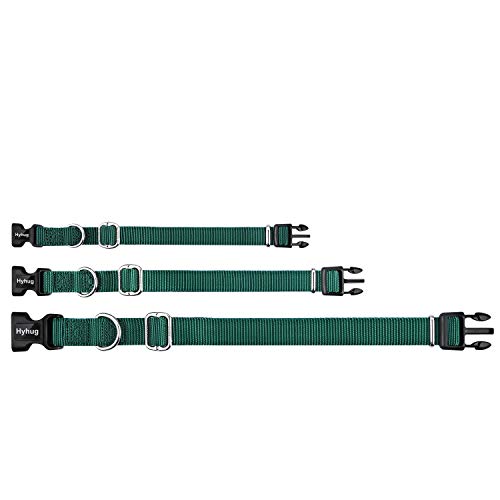 Medium Dog Collar:Heavy-Duty Quick-Release Nylon Buckle, Adjustable & Durable, Cute Dog Collar (Medium, Dark Green) - color: Dark Green, size: Medium