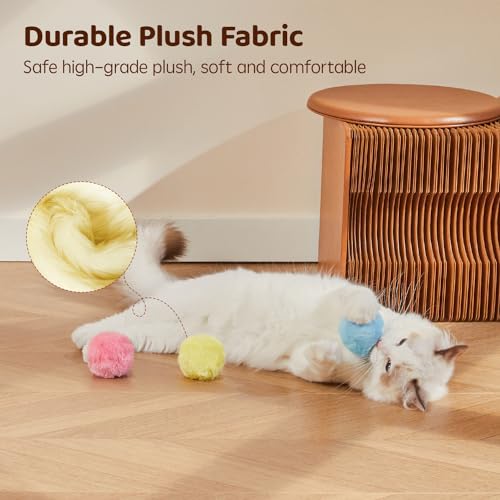 Potaroma Chirping Cat Toys Balls with SilverVine Catnip, Upgraded, 3 Pack Fluffy Interactive Cat Kicker, 3 Lifelike Animal Sounds, Kitty Kitten Catnip Exercise Toys