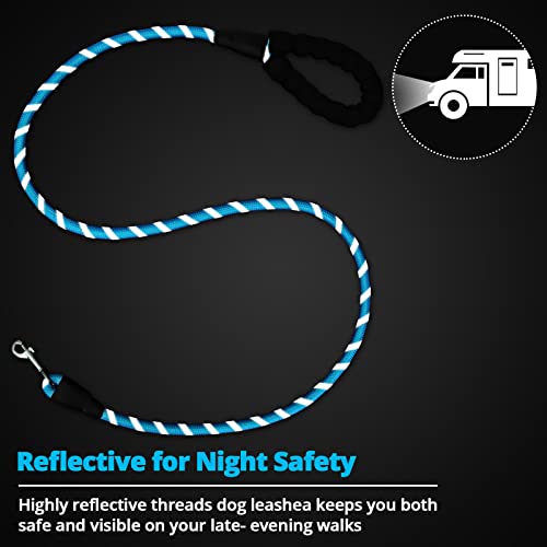 Rope Dog Leash 6 FT: Heavy Duty Leashes with Swivel Lockable Hook Reflective Threads Bungee and Padded Handle - Dog Lead for Large Small Medium Dogs Outside Walking Hiking Blue - color: Blue, size: 6ft*1/2''