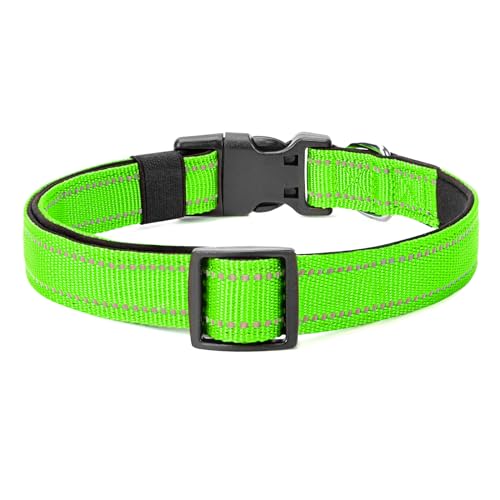 Reflective Dog Collar Padded with Soft Neoprene Breathable Quick Release Basic Dog Collars for Puppy Small Dogs Girl Green - color: Green, size: XS:width 5/8"neck 8-10.5"