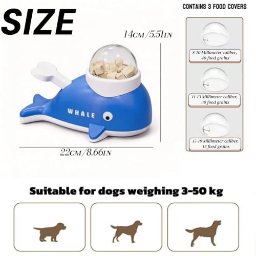 Treat Toys for Dogs, Interactive Puzzle Games Whale Shaped, Cognitive Dog Toys Food Dispenser, for Cat Kitten Puppy Aggressive Chewers, Pet Indoor Training Boredom Exercise