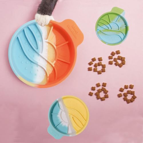 Colorful Round Slow Feeder Bowl for Small Dog & Cat Easy to Clean Silicone Round Shape Cat Bowl (Yellow) - color: Yellow