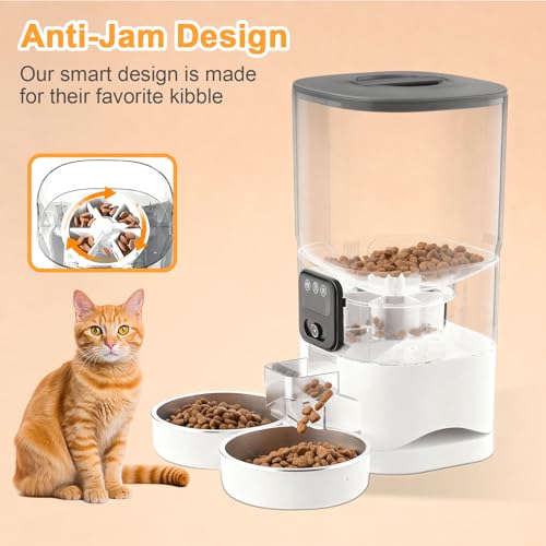 7L Automatic Pet Feeder with 1080P HD Wide Angle Camera, Smart WiFi Function, App Controlled, Night Vision Feature, Two-Way Audio, Suitable for Cats and Dogs. - size: 7L Double Bowl Video Edition