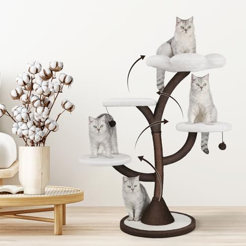 Mavpet Multi-Level Modern Cat Tree, All-in-One Cat Tower with Scratching Post, Flower Cat Tree Houses for Indoor Cats