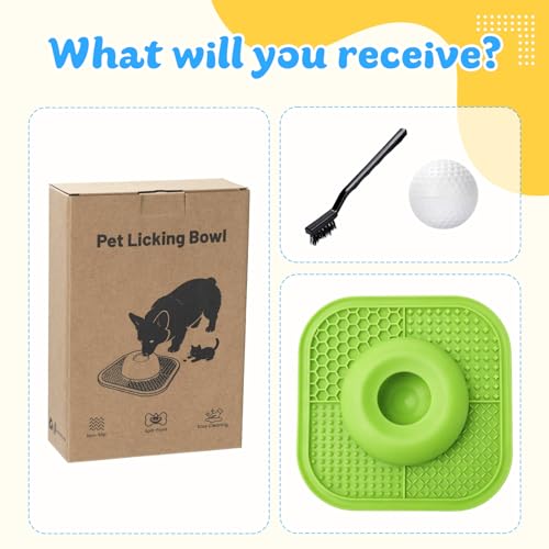 Slow Feeder Dog Bowls & Lick Mat for Liquid and Thick Treat, Anti-Slip Dog Lick Bowl with Interactive Rolling Ball, 5/6 Cup Pup Licking Toy for Large Medium Small Dogs and Cats Green - color: Green