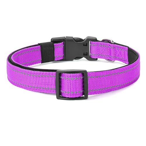 Reflective Dog Collar Padded with Soft Neoprene Breathable Quick Release Basic Dog Collars for Puppy Small Dogs Dark Magenta - color: Dark Magenta, size: XS:width 5/8"neck 8-10.5"