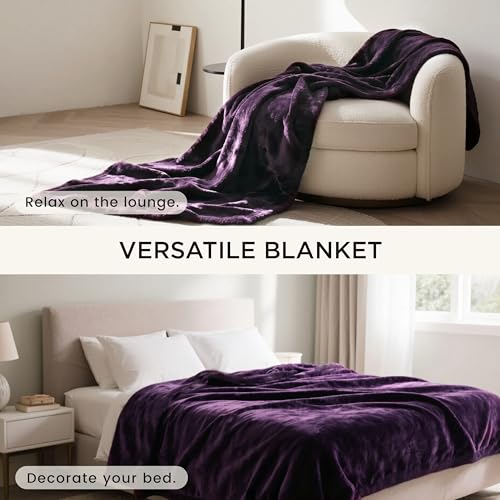 gogobunny Waterproof Bed Blanket, Reversible Sherpa Fleece Throw Blanket for Dog Puppy Cat, Furniture Cover Protects Bed Couch Sofa from Liquid Pee and Pet Fur (Dark Purple, 50x60 inches) - color: Dark Purple, size: 50x60 inches