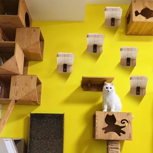 CroBlissful 8 Pack Cat Wall Steps Climbing Shelf Wall Mounted Cat Stairs Scratcher Pad for Cats Perch Platform Supplies