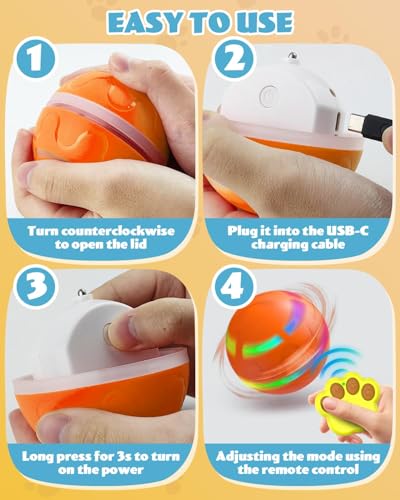 Interactive Dog Toys, Remote Control Interactive Ball for Medium/Large Dogs, Self-Rolling & Jumping Chew Proof Dog Ball, Gift for Dog Puppy Pet Christmas