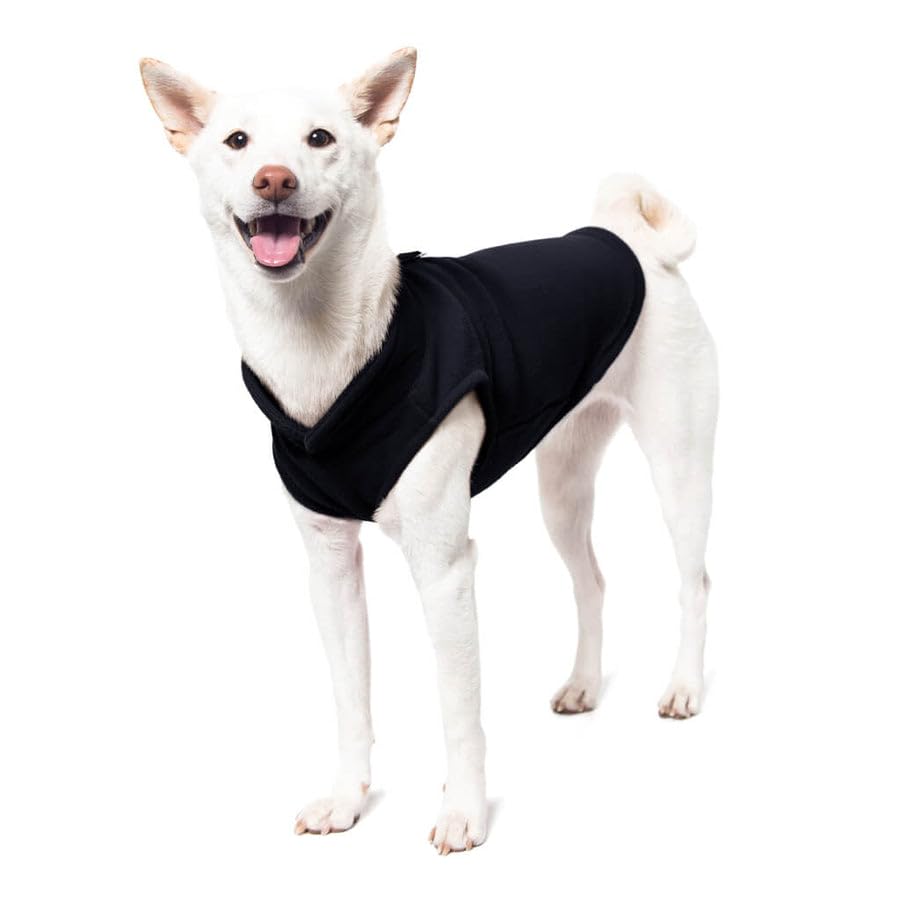 Gooby Fleece Vest Dog Sweater - Black, X-Large - Warm Pullover Fleece Dog Jacket with O-Ring Leash for Small to Medium Dogs - color: Black, size: X-Large (Around 23-lb)