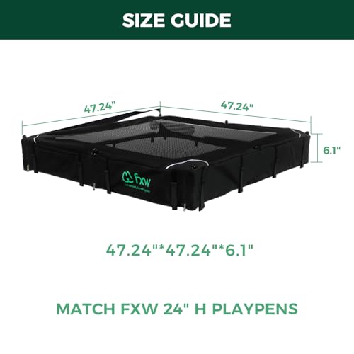 FXW Homeplus Indoor Dog Playpen with Square Mesh Top Cover for Escape Prevention, 24 Inch 8 Panels Heavy Duty Dog Pen for Puppies and Small Dogs, Black│Patented - size: 24"H (Black)